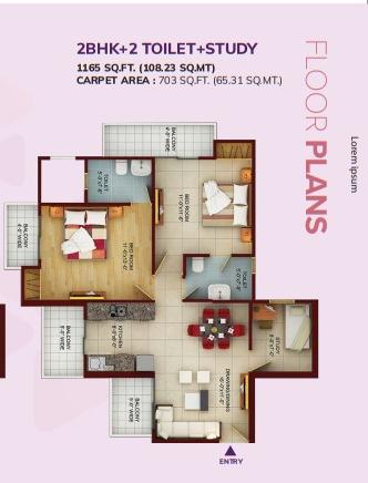 2 BHK+Study